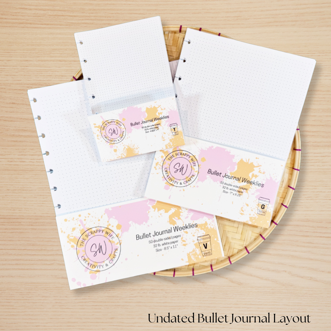 Undated Bullet Journal Planner Insert