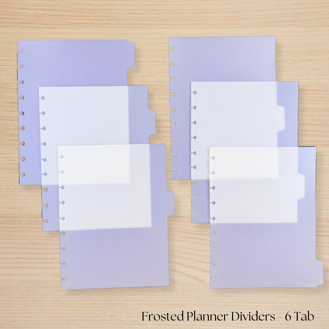 Frosted Planner Dividers- 6 Side Tabs