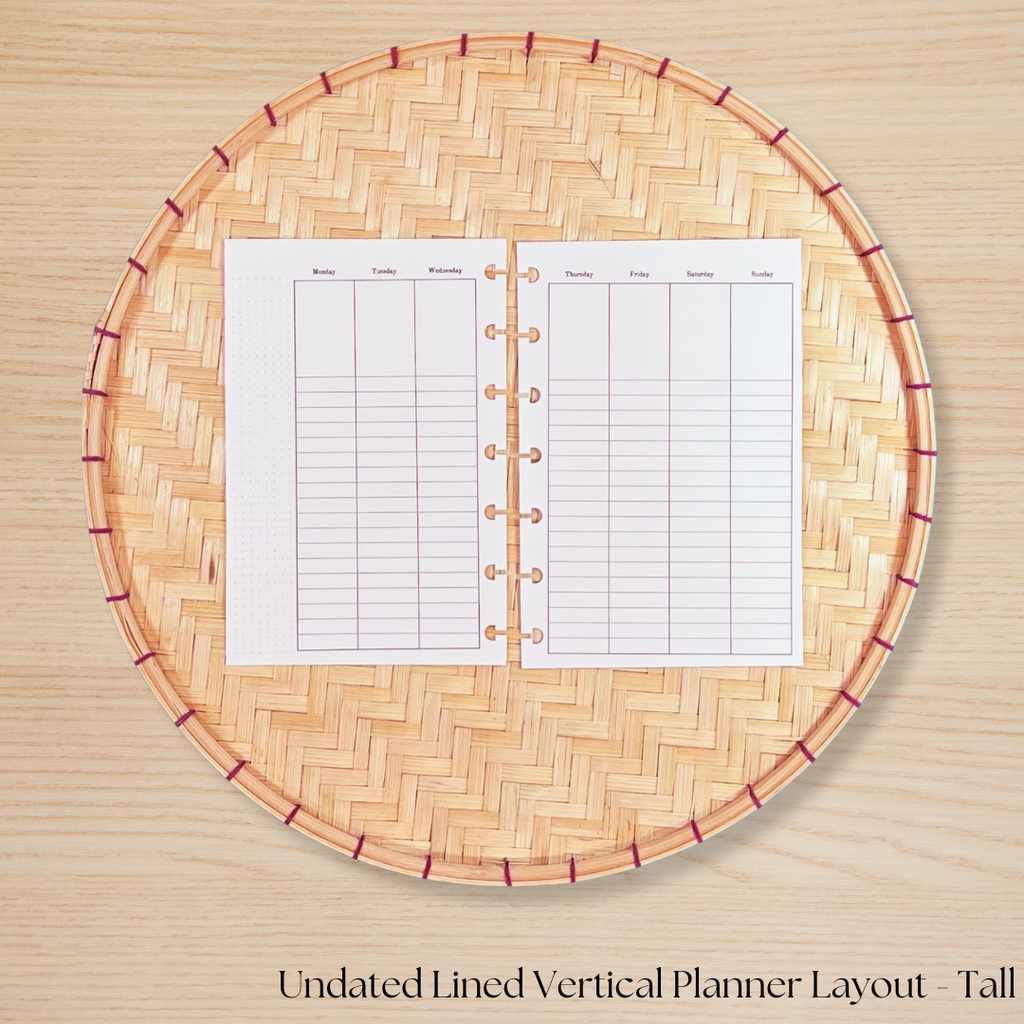 Undated Lined Vertical Planner Insert