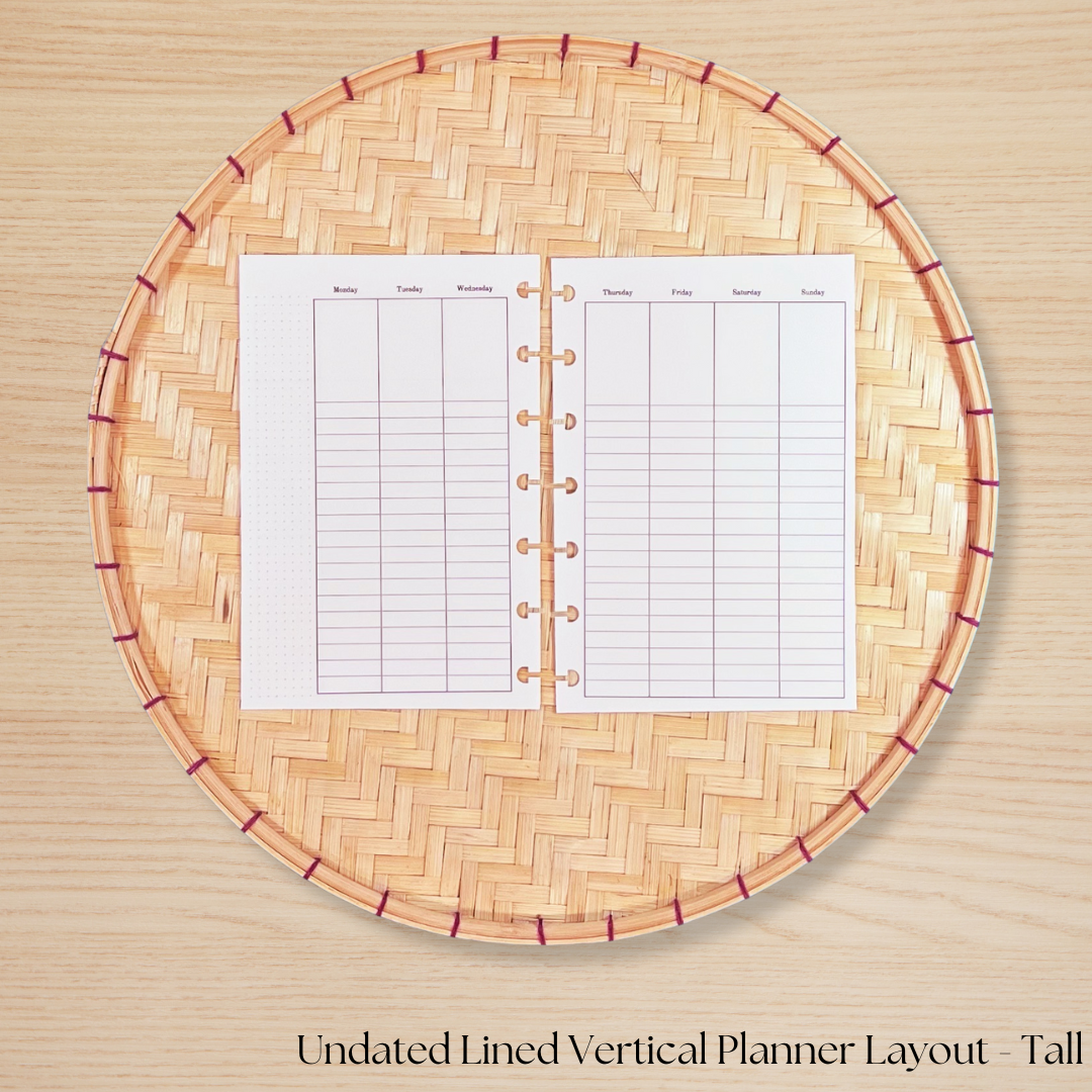 Undated Lined Vertical Planner Insert