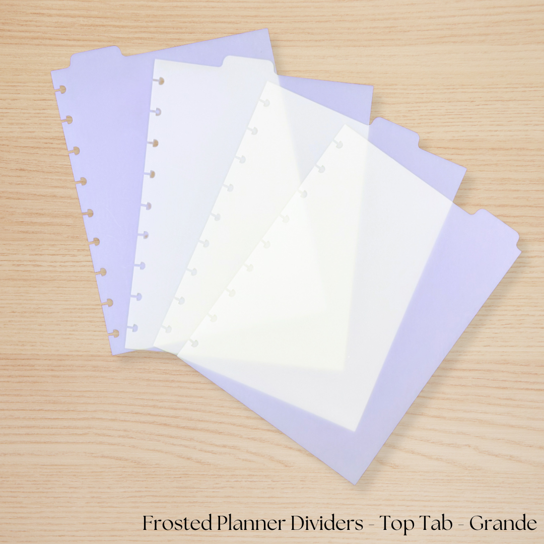 Frosted Planner Dividers - 4 Top Tabs