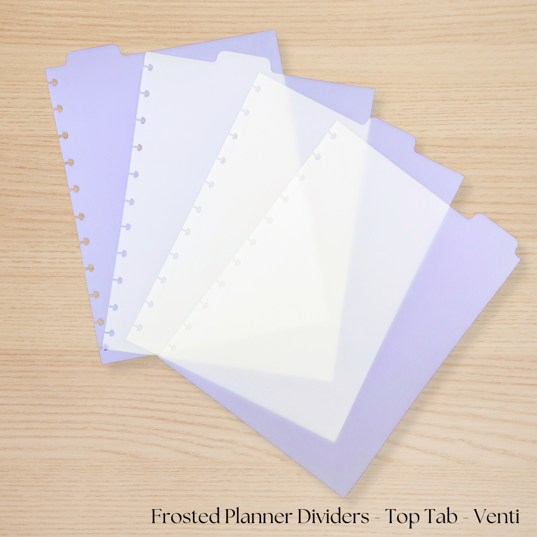 Frosted Planner Dividers - 4 Top Tabs