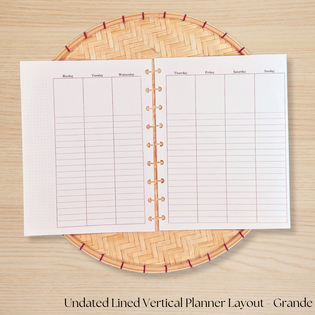 Undated Lined Vertical Planner Insert