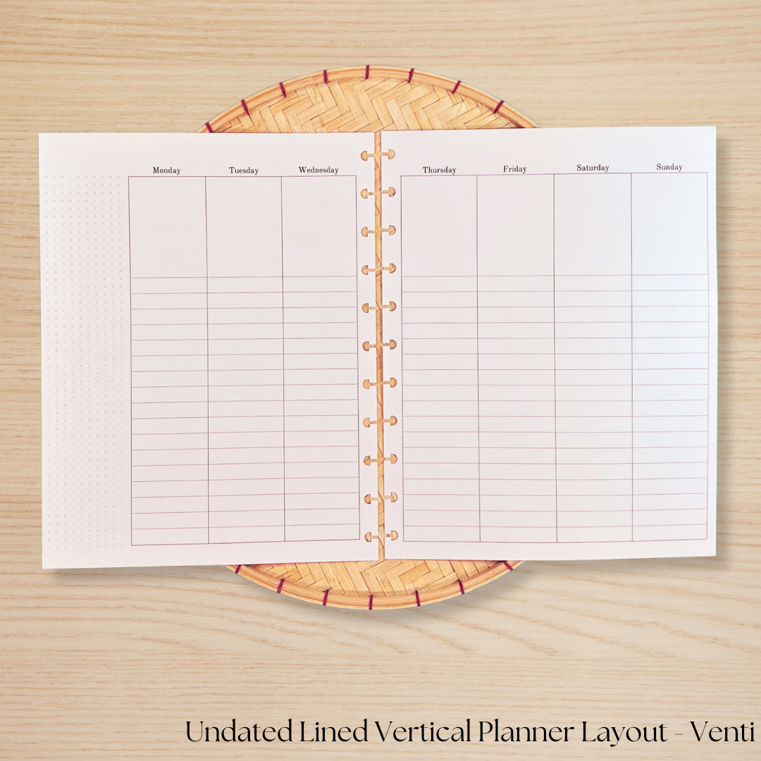 Undated Lined Vertical Planner Insert