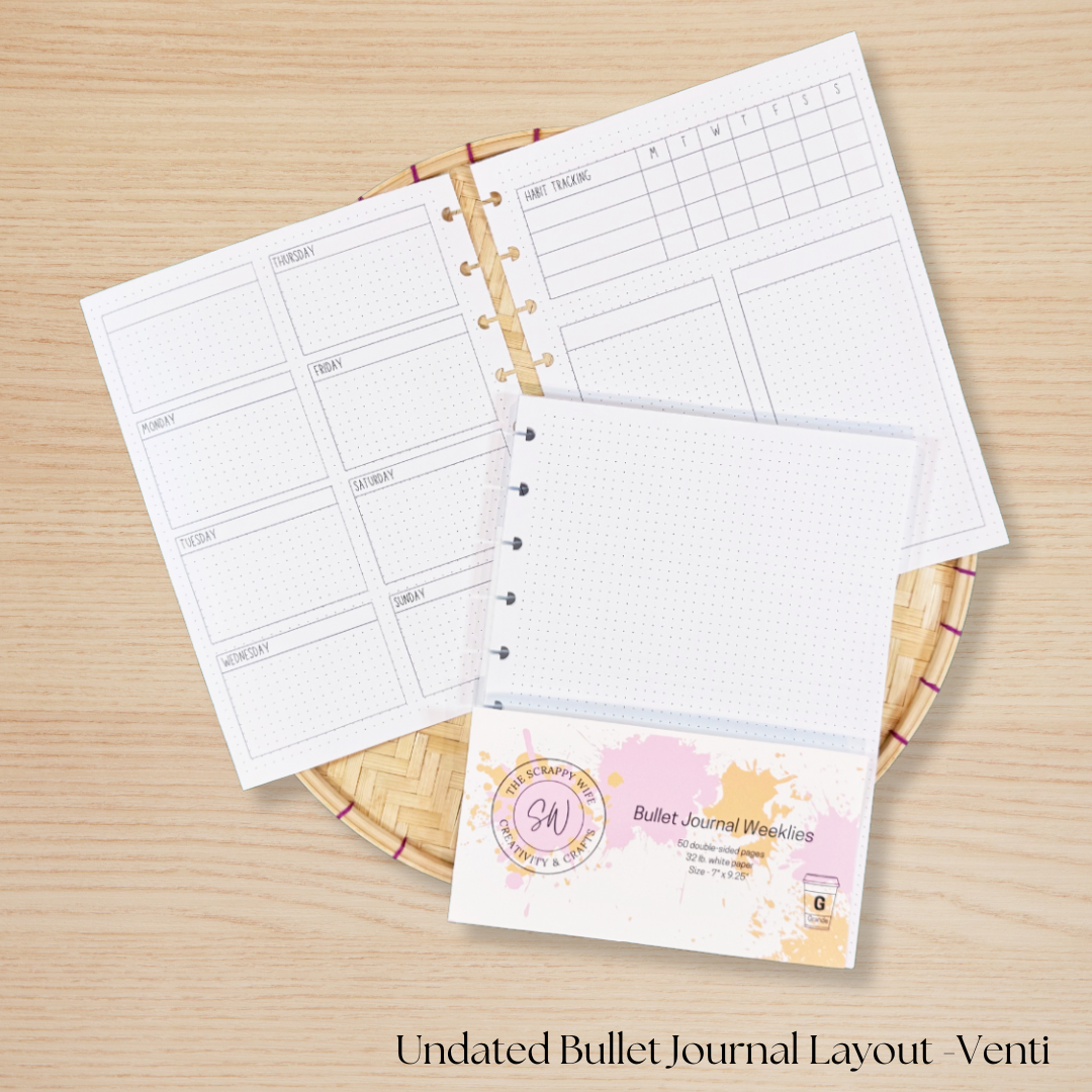 Undated Bullet Journal Planner Insert