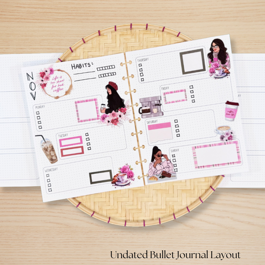 Undated Bullet Journal Planner Insert