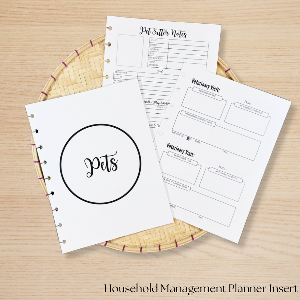 Household Management Planner Insert