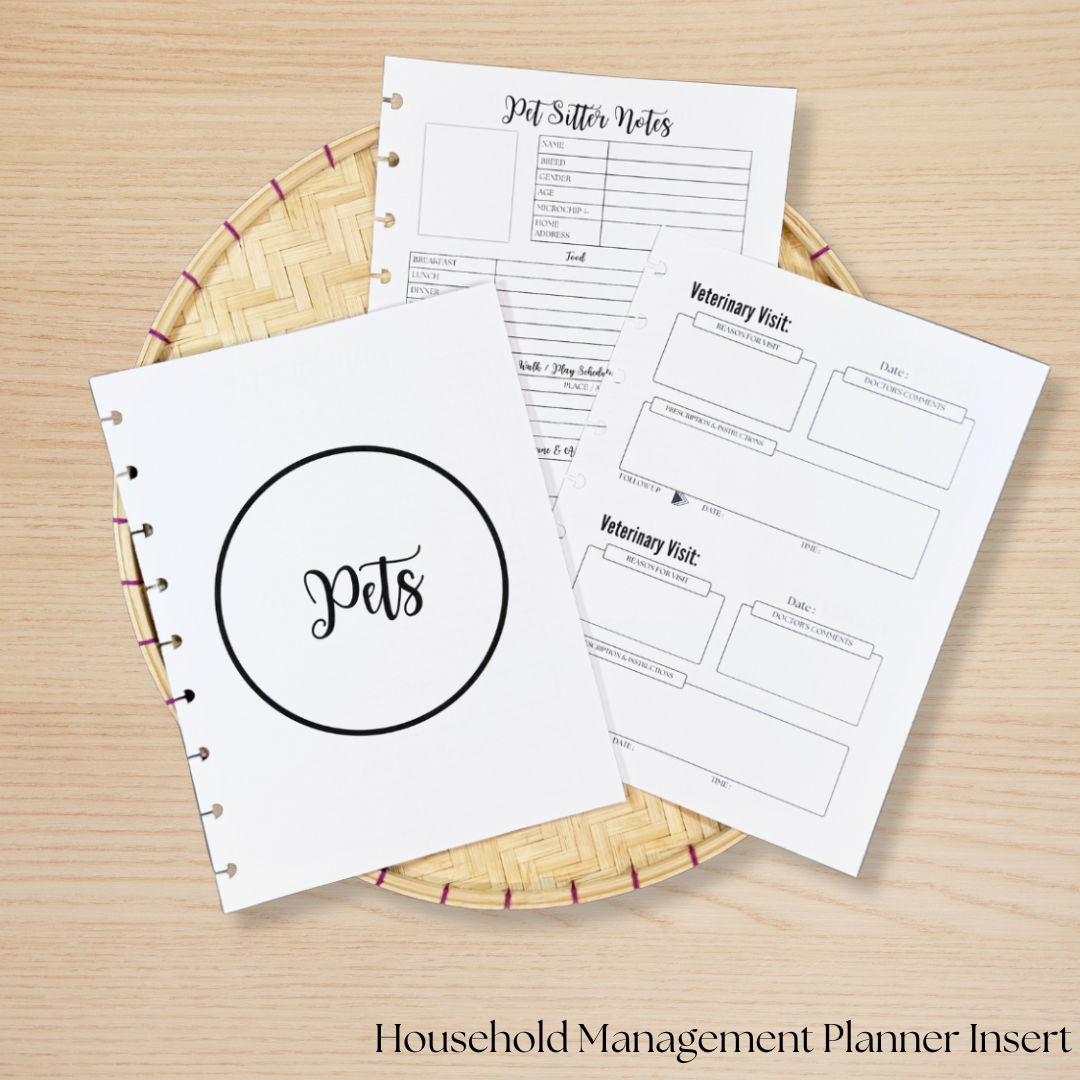 Household Management Planner Insert