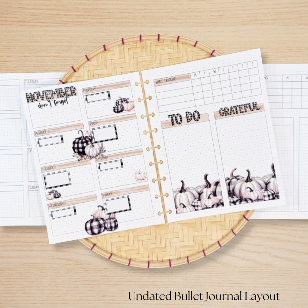 Undated Bullet Journal Planner Insert