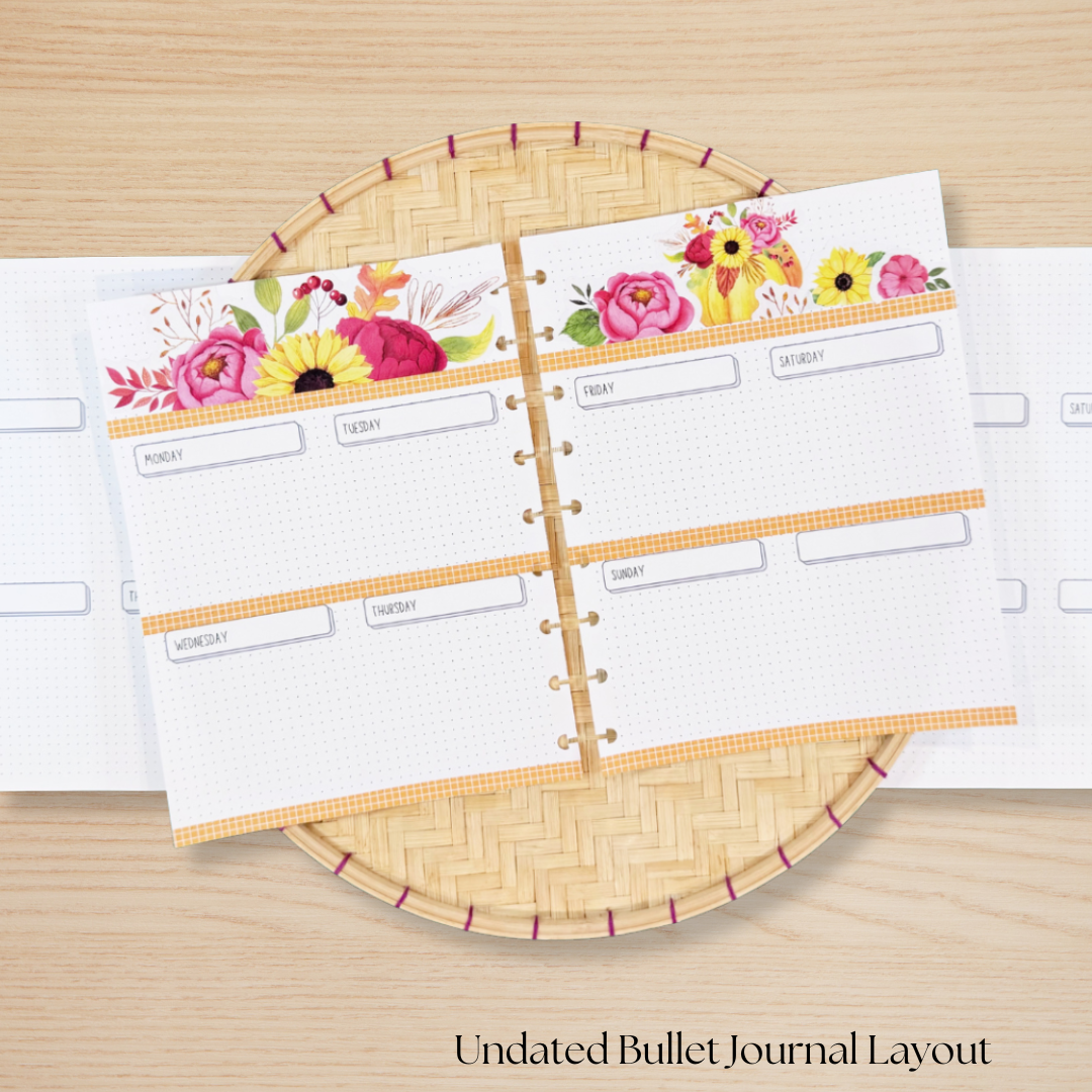 Undated Bullet Journal Planner Insert