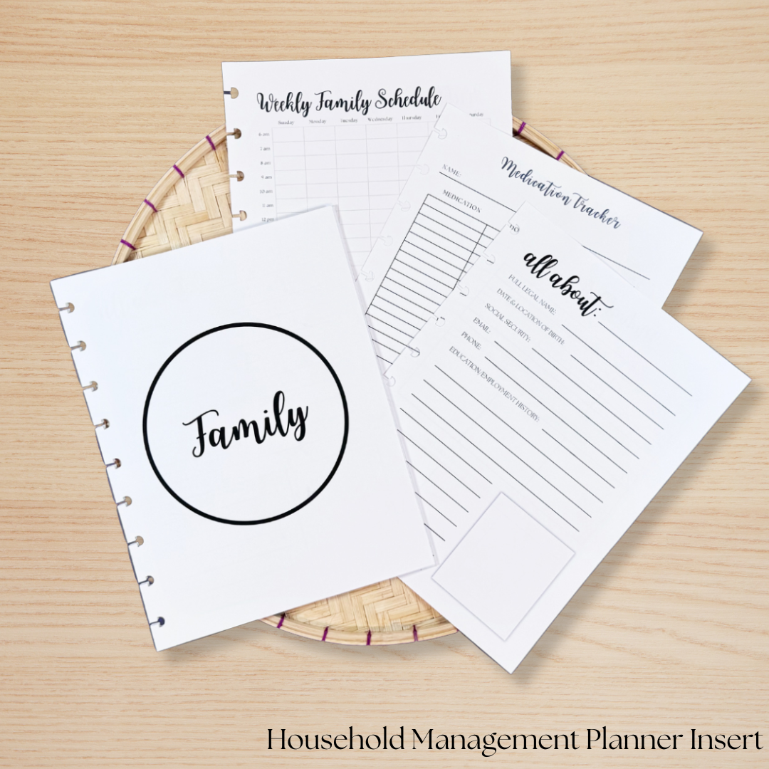 Household Management Planner Insert