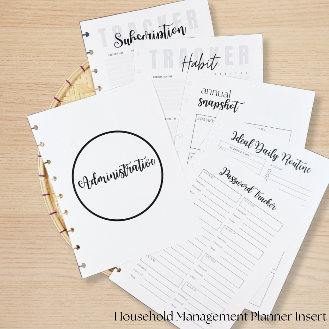 Household Management Planner Insert