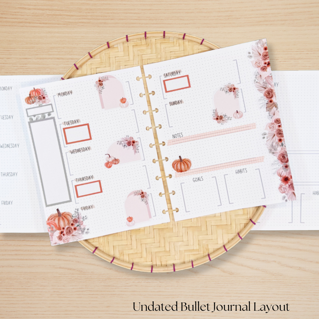 Undated Bullet Journal Planner Insert